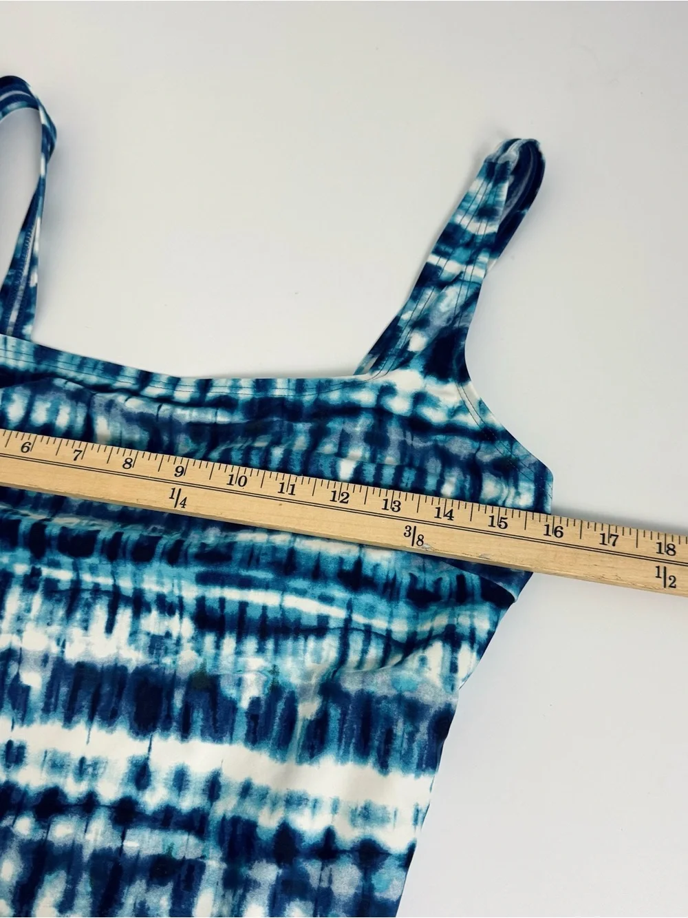 Speedo Women’s Sz L One Piece Swimsuit Blue White Tie Dye Padded Built In Bra